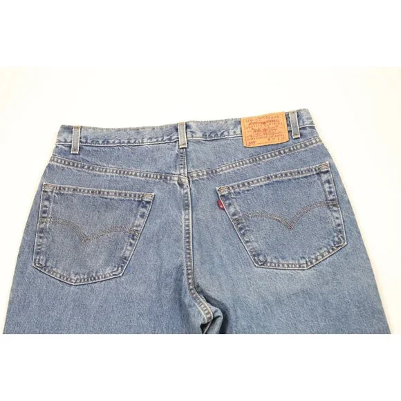 Vintage 90s Levis 550 Mens 38x30 Distressed Relaxed Fit Denim Jeans Blue USA
